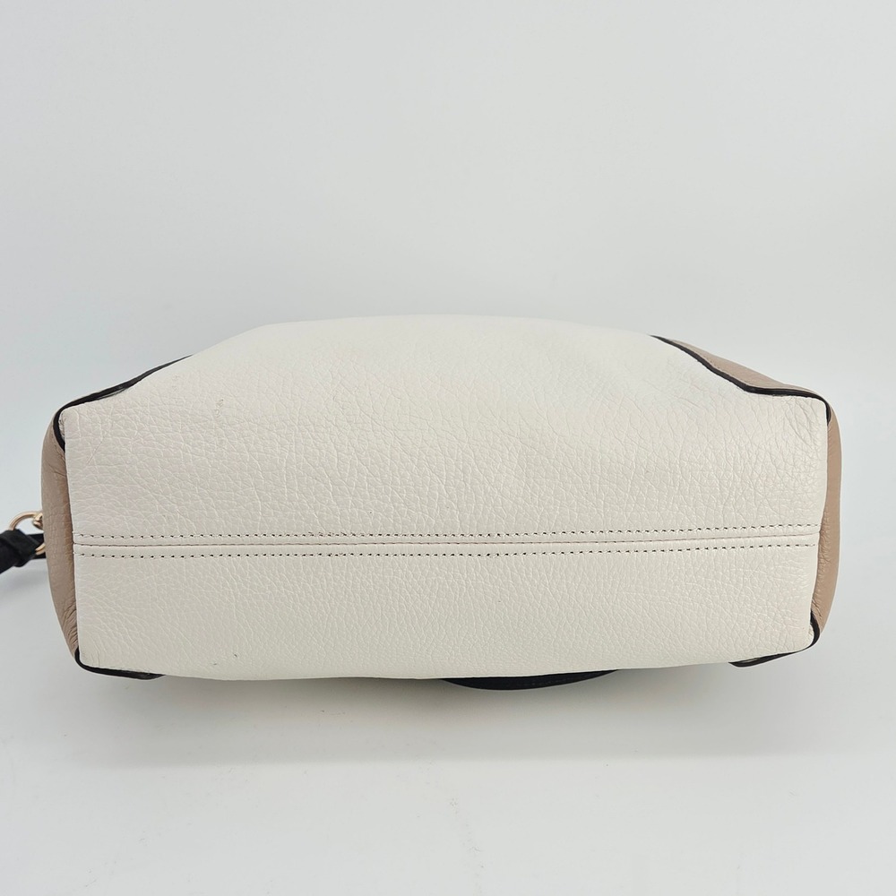 Coach Kacey Colorblock Pebble Leather Satchel Crossbody Bag C6841 Chalk Tan - Picture 11 of 16